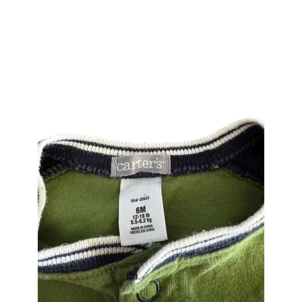 Vintage Carters One Piece Romper Green With Construction‎ Truck Size 6 Months